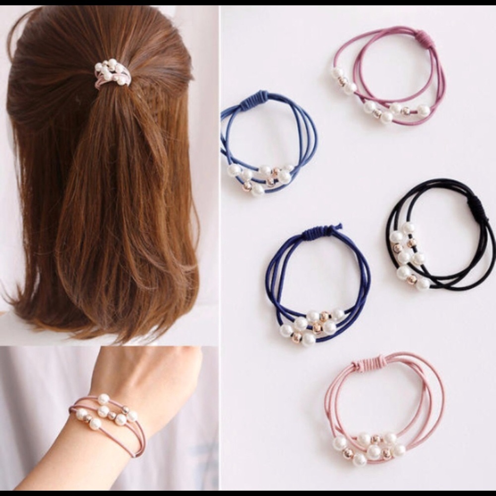 💗Beads and pearls hair elastics, all colors
